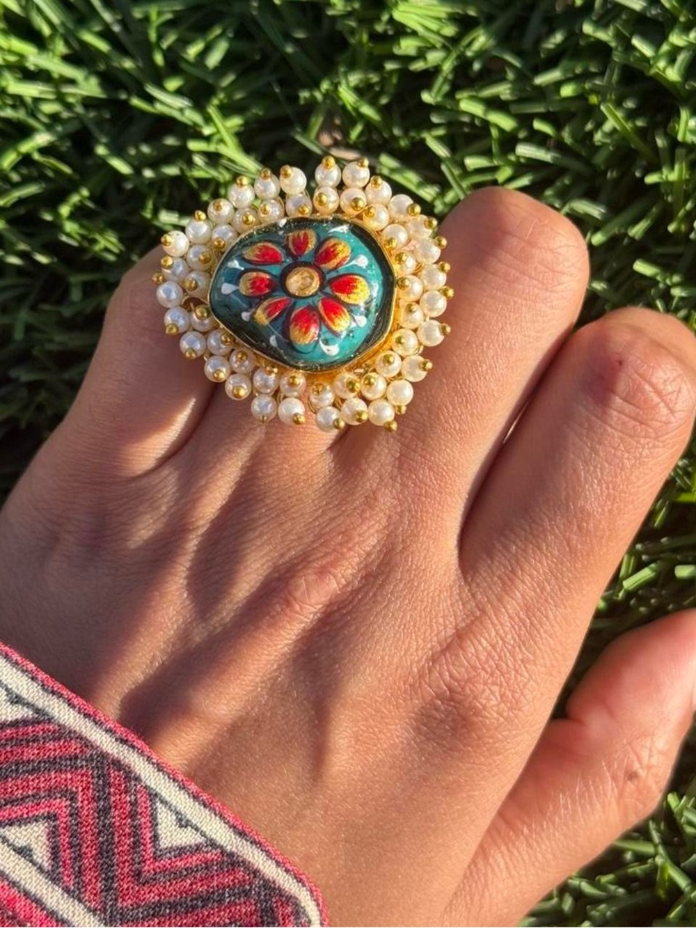 New | Indian Hand-painted Adjustable Ring